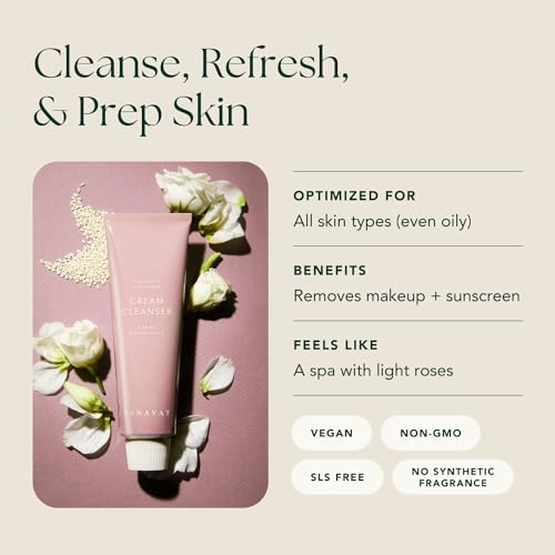 RANAVAT Cream Cleanser for Gentle Daily Face Wash and Waterproof Eye Makeup Removal (|4 oz) - Detoxify and Nourish Your