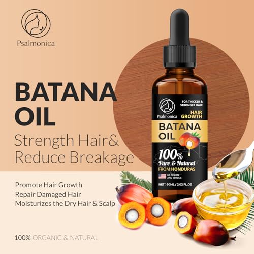 Batana Oil for Hair Growth: Raw Batana Natural Hair Oils for Women with Damaged Hair - Split Ends and Hair Loss Treatmen