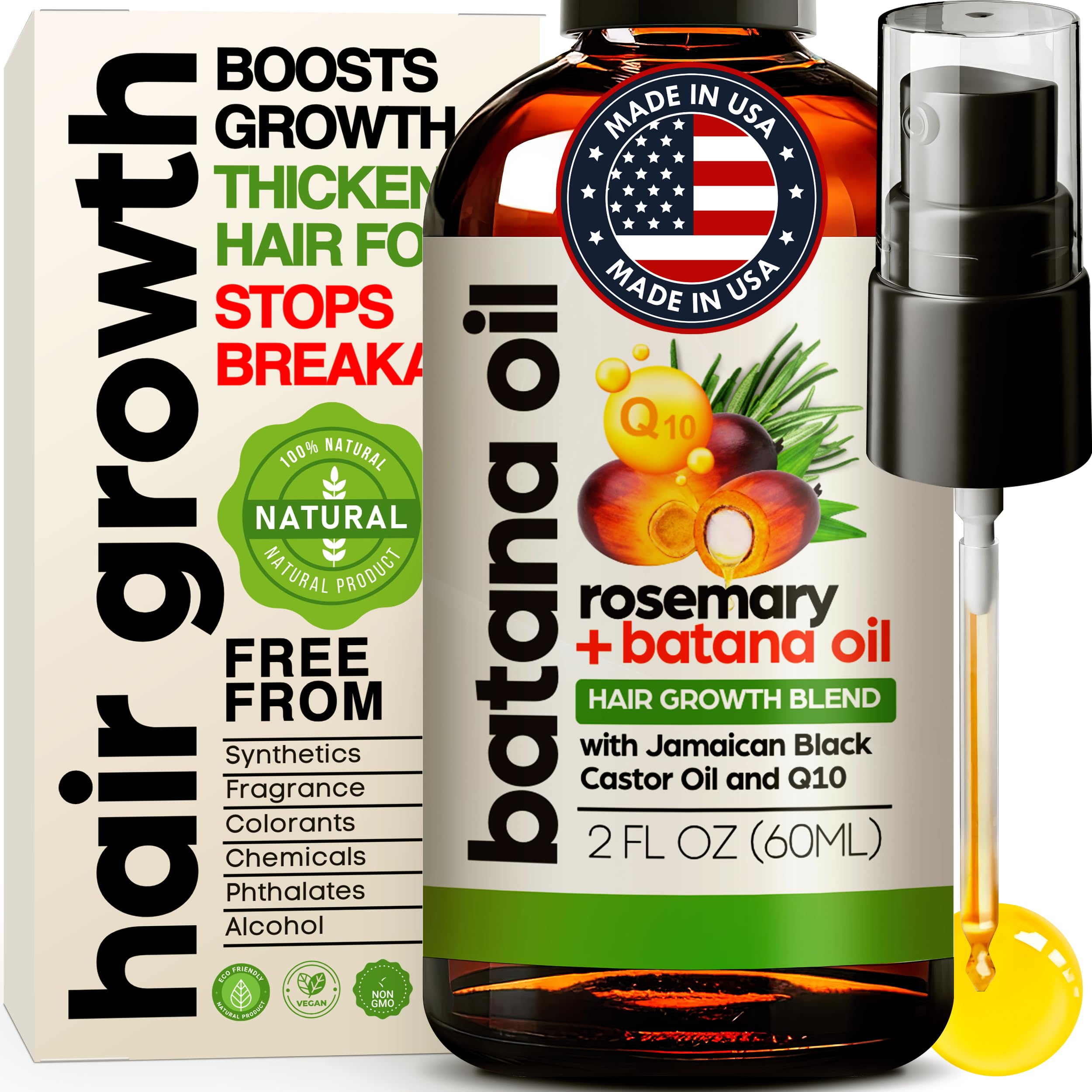 Dr. Sebi Batana Oil for Hair Growth - 100% Pure, Organic, Cold-Pressed, Unrefined from Honduras - Natural, Vegan for Str